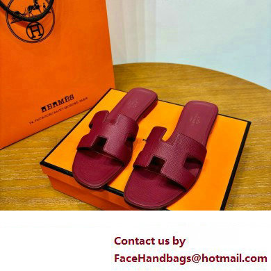 Hermes Oran Flat slippers in epsom leather burgundy