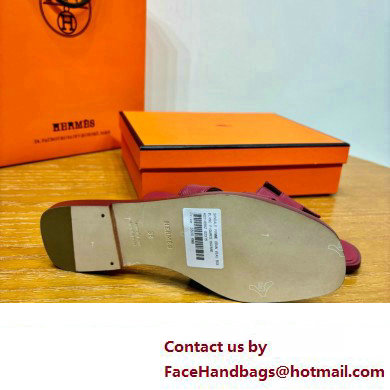 Hermes Oran Flat slippers in epsom leather burgundy