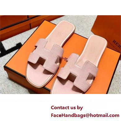 Hermes Oran Flat slippers in epsom leather rose porcelaine - Click Image to Close