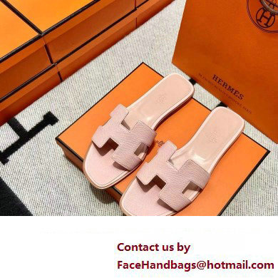 Hermes Oran Flat slippers in epsom leather rose porcelaine