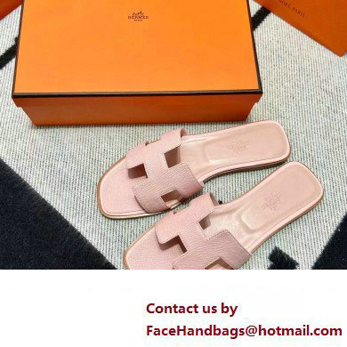 Hermes Oran Flat slippers in epsom leather rose porcelaine