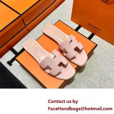 Hermes Oran Flat slippers in epsom leather rose porcelaine