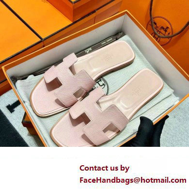 Hermes Oran Flat slippers in epsom leather rose porcelaine