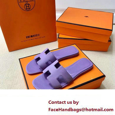 Hermes Oran Flat slippers in epsom leather violet