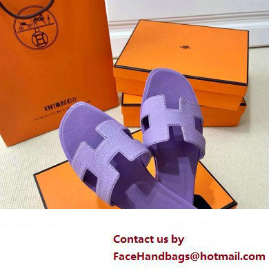 Hermes Oran Flat slippers in epsom leather violet