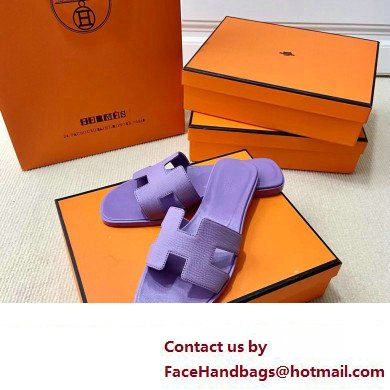 Hermes Oran Flat slippers in epsom leather violet