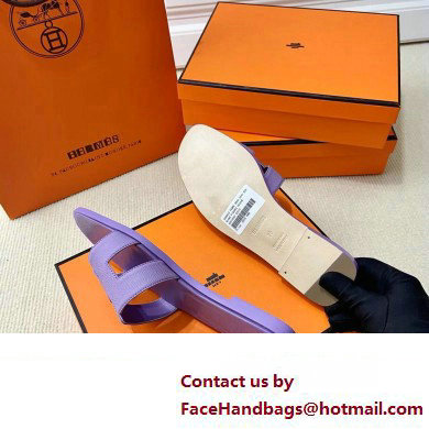 Hermes Oran Flat slippers in epsom leather violet