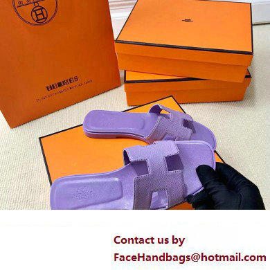 Hermes Oran Flat slippers in epsom leather violet