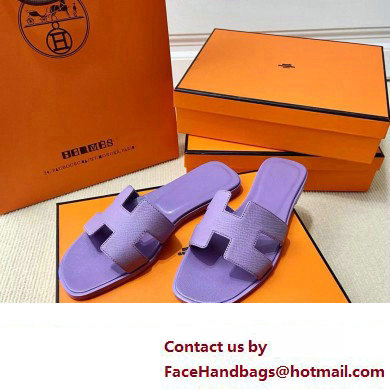 Hermes Oran Flat slippers in epsom leather violet