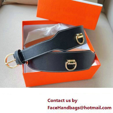 Hermes Width 4.5cm Heritage Anneaux 45 belt Black/Gold - Click Image to Close