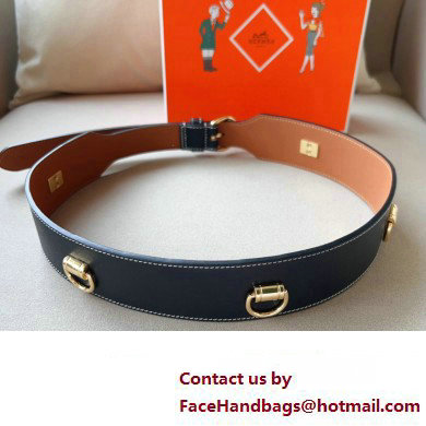 Hermes Width 4.5cm Heritage Anneaux 45 belt Black/Gold