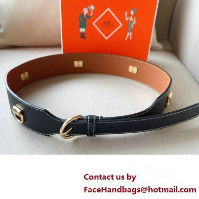 Hermes Width 4.5cm Heritage Anneaux 45 belt Black/Gold