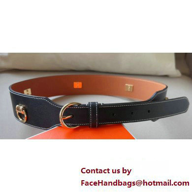 Hermes Width 4.5cm Heritage Anneaux 45 belt Black/Gold