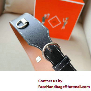 Hermes Width 4.5cm Heritage Anneaux 45 belt Black/Silver