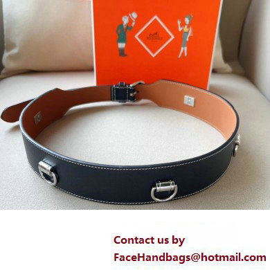 Hermes Width 4.5cm Heritage Anneaux 45 belt Black/Silver