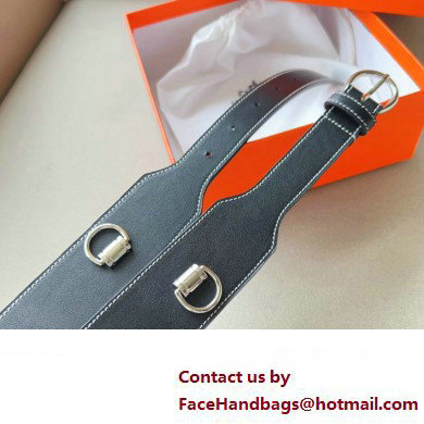 Hermes Width 4.5cm Heritage Anneaux 45 belt Black/Silver