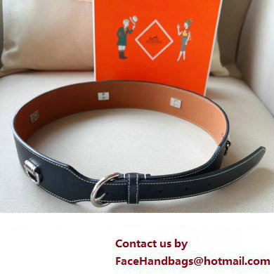 Hermes Width 4.5cm Heritage Anneaux 45 belt Black/Silver