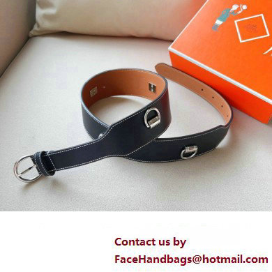 Hermes Width 4.5cm Heritage Anneaux 45 belt Black/Silver