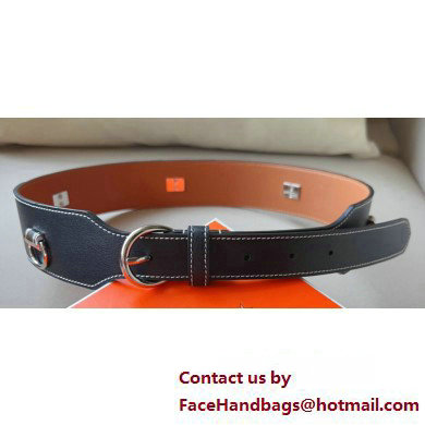 Hermes Width 4.5cm Heritage Anneaux 45 belt Black/Silver