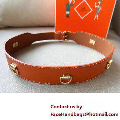 Hermes Width 4.5cm Heritage Anneaux 45 belt Brown/Gold