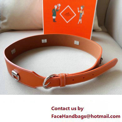 Hermes Width 4.5cm Heritage Anneaux 45 belt Brown/Silver