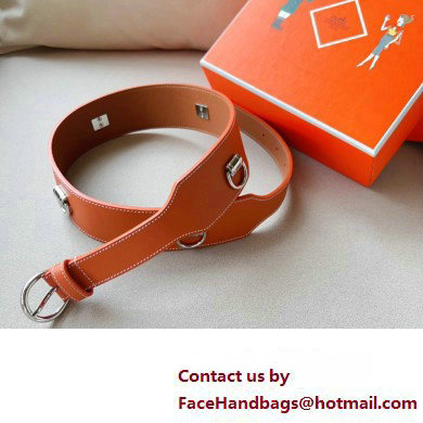 Hermes Width 4.5cm Heritage Anneaux 45 belt Brown/Silver