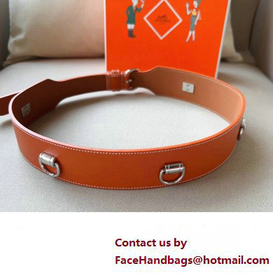 Hermes Width 4.5cm Heritage Anneaux 45 belt Brown/Silver