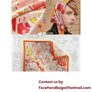 Hermes scarf 90x90cm in silk twill Top Quality 127 2024