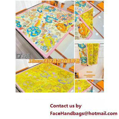 Hermes scarf 90x90cm in silk twill Top Quality 129 2024