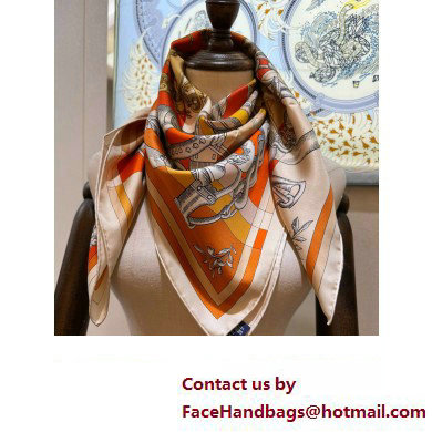 Hermes scarf 90x90cm in silk twill Top Quality 132 2024