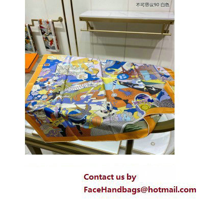 Hermes scarf 90x90cm in silk twill Top Quality 142 2024