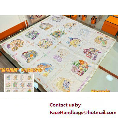 Hermes scarf 90x90cm in silk twill Top Quality 93 2024