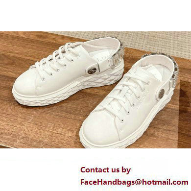 Jimmy Choo Diamond Sling White Nappa Leather Slipper Trainers with Crystal Strap 2024 - Click Image to Close