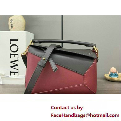 LOEWE Small Puzzle bag in classic calfskin Chocolate/Burgundy 2024