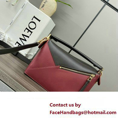 LOEWE Small Puzzle bag in classic calfskin Chocolate/Burgundy 2024