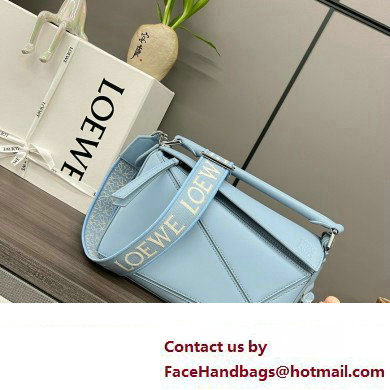 LOEWE Small Puzzle bag in satin calfskin sky blue 2024