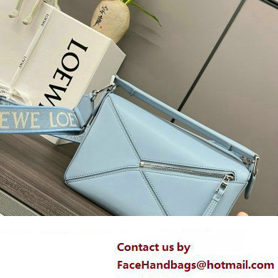 LOEWE Small Puzzle bag in satin calfskin sky blue 2024