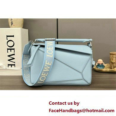 LOEWE Small Puzzle bag in satin calfskin sky blue 2024