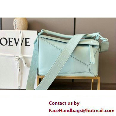 LOEWE Small Puzzle bag in satin calfskin sky blue 2024