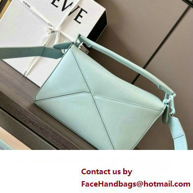 LOEWE Small Puzzle bag in satin calfskin sky blue 2024