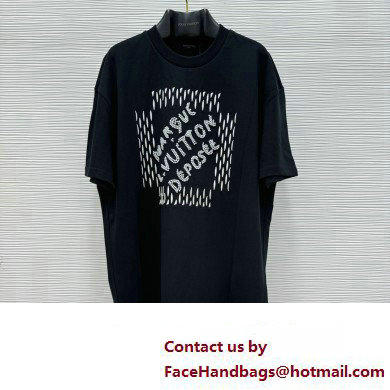 LOUIS VUITTON Embroidered Signature Cotton T-Shirt BLACK 2024