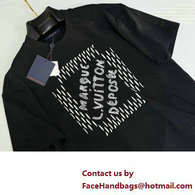 LOUIS VUITTON Embroidered Signature Cotton T-Shirt BLACK 2024