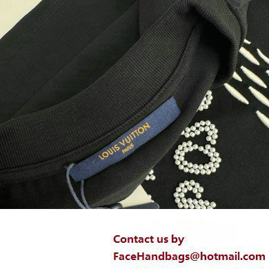 LOUIS VUITTON Embroidered Signature Cotton T-Shirt BLACK 2024