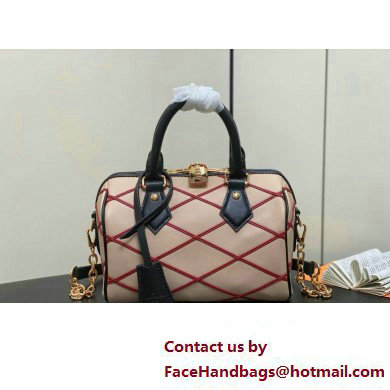 LOUIS VUITTON MALLETAGE LEATHER Speedy Bandouliere 20 M24261 Beige/Red 2024 - Click Image to Close