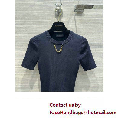 LOUIS VUITTON Ribbed Knit Top 1AFFRR NAVY BLUE 2024