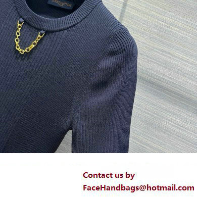 LOUIS VUITTON Ribbed Knit Top 1AFFRR NAVY BLUE 2024