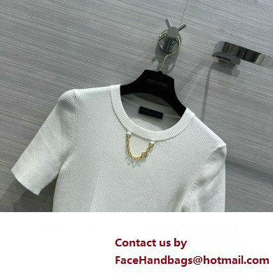 LOUIS VUITTON Ribbed Knit Top 1AFFRR WHITE 2024 - Click Image to Close