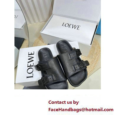 Loewe Ease Women/Men slides in goatskin Black 2024