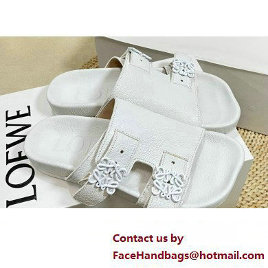 Loewe Ease Women/Men slides in goatskin White 2024 - Click Image to Close