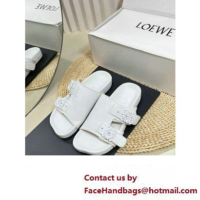 Loewe Ease Women/Men slides in goatskin White 2024